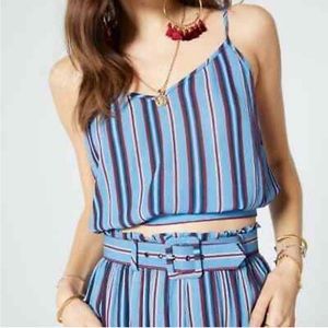 Band Of Gypsies Blue Striped Crop Top Size M